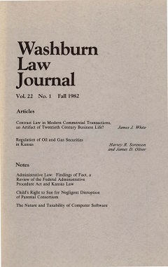 Graphic: Cover of volume 22, number 1 of Washburn Law Journal.