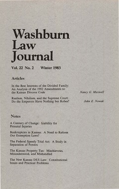 Graphic: Cover of volume 22, number 2 of Washburn Law Journal.