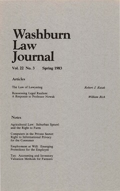 Graphic: Cover of volume 22, number 3 of Washburn Law Journal.