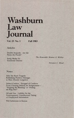 Graphic: Cover of volume 23, number 1 of Washburn Law Journal.