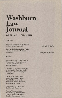 Graphic: Cover of volume 23, number 2 of Washburn Law Journal.