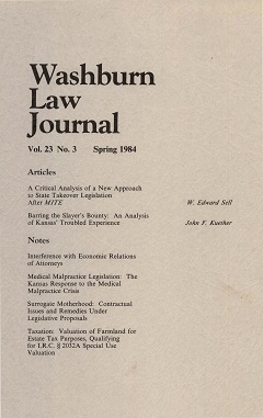 Graphic: Cover of volume 23, number 3 of Washburn Law Journal.