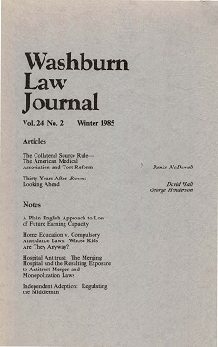 Graphic: Cover of volume 24, number 2 of Washburn Law Journal.