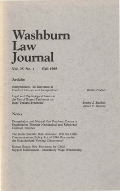 Graphic: Cover of volume 25, number 1 of Washburn Law Journal.