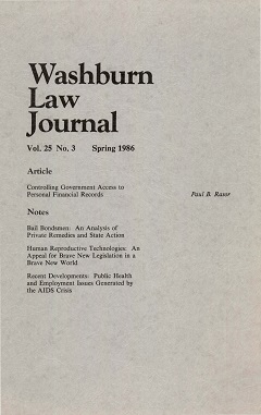 Graphic: Cover of volume 25, number 3 of Washburn Law Journal.