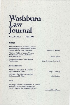 Graphic: Cover of volume 30, number 1 of Washburn Law Journal.