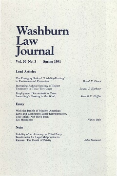 Graphic: Cover of volume 30, number 3 of Washburn Law Journal.