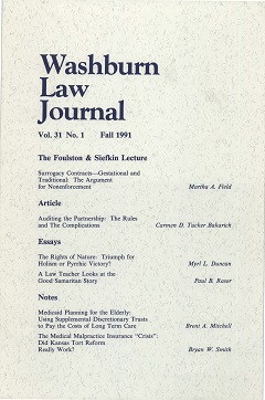 Graphic: Cover of volume 31, number 1 of Washburn Law Journal.