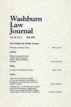Graphic: Cover of volume 32, number 1 of Washburn Law Journal.