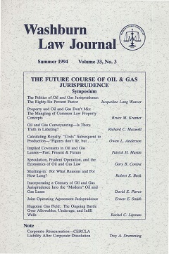 Graphic: Cover of volume 33, number 3 of Washburn Law Journal.