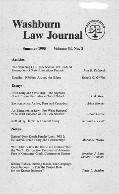 Graphic: Cover of volume 34, number 3 of Washburn Law Journal.