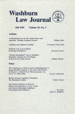 Graphic: Cover of volume 35, number 1 of Washburn Law Journal.