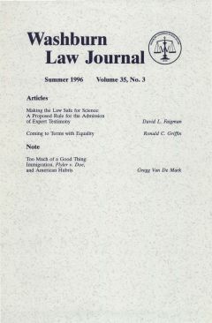 Graphic: Cover of volume 35, number 3 of Washburn Law Journal.