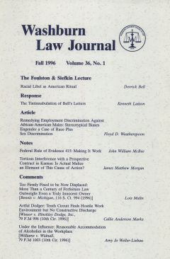 Graphic: Cover of volume 36, number 1 of Washburn Law Journal.