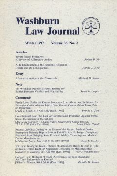 Graphic: Cover of volume 36, number 2 of Washburn Law Journal.