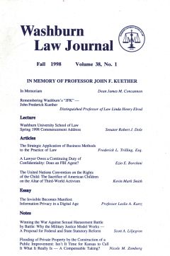 Graphic: Cover of volume 38, number 1 of Washburn Law Journal.