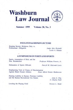 Graphic: Cover of volume 38, number 3 of Washburn Law Journal.