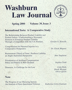 Graphic: Cover of volume 39, number 3 of Washburn Law Journal.