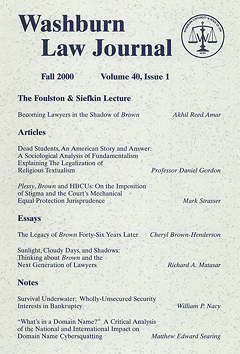 Graphic: Cover of volume 40, number 1 of Washburn Law Journal.