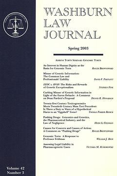 Graphic: Cover of volume 42, number 3 of Washburn Law Journal.