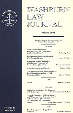 Graphic: Cover of volume 43, number 2 of Washburn Law Journal.