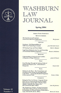Graphic: Cover of volume 43, number 3 of Washburn Law Journal.