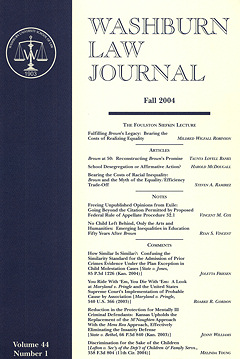 Graphic: Cover of volume 44, number 1 of Washburn Law Journal.