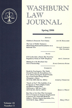 Graphic: Cover of volume 45, number 3 of Washburn Law Journal.