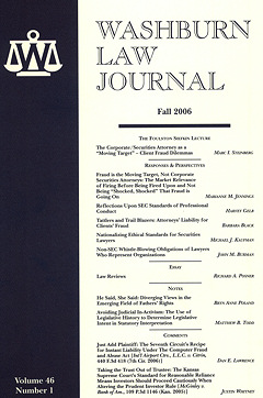 Graphic: Cover of volume 46, number 1 of Washburn Law Journal.