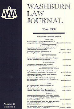 Graphic: Cover of volume 47, number 2 of Washburn Law Journal.