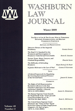 Graphic: Cover of volume 48, number 2 of Washburn Law Journal.
