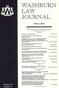 Graphic: Cover of volume 49, number 2 of Washburn Law Journal.