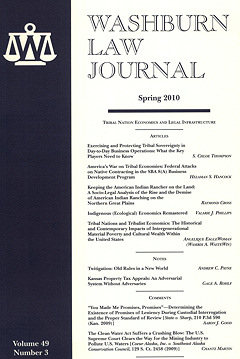 Graphic: Cover of volume 49, number 3 of Washburn Law Journal.
