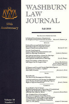 Graphic: Cover of volume 50, number 1 of Washburn Law Journal.