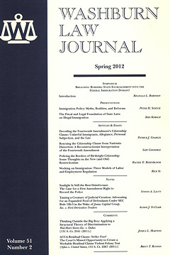 Graphic: Cover of volume 51, number 2 of Washburn Law Journal.
