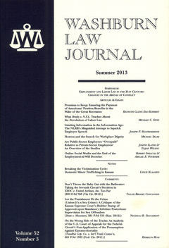 Graphic: Cover of volume 52, number 3 of Washburn Law Journal.