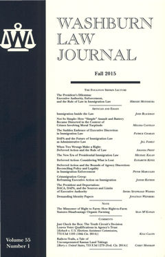 Graphic: Cover of volume 55, number 1 of Washburn Law Journal.