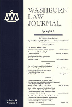 Graphic: Cover of volume 55, number 2 of Washburn Law Journal.