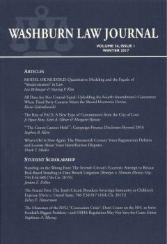 Graphic: Cover of volume 56, number 1 of Washburn Law Journal.