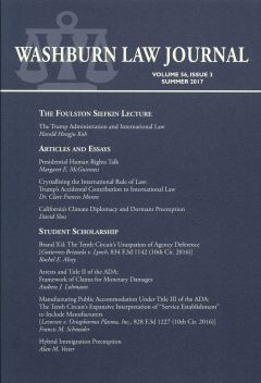 Graphic: Cover of volume 56, number 3 of Washburn Law Journal.