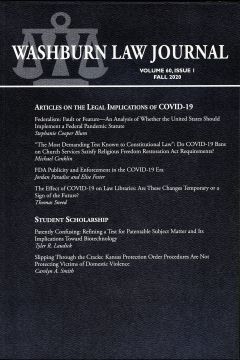 Graphic: Cover of volume 60, number 1 of Washburn Law Journal.
