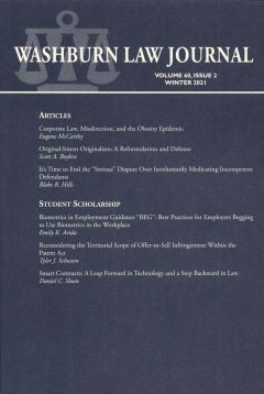 Graphic: Cover of volume 60, number 1 of Washburn Law Journal.