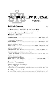 Graphic: Cover of volume 60, number 3 of Washburn Law Journal.