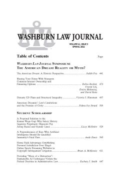 Graphic: Cover of volume 61, number 1 of Washburn Law Journal.