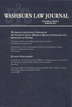 Graphic: Cover of volume 62, number 1 of Washburn Law Journal.